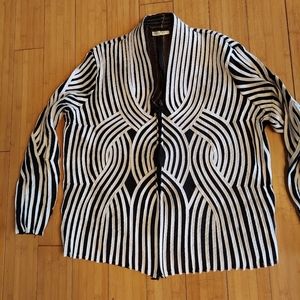 French soutache black white dress jacket large